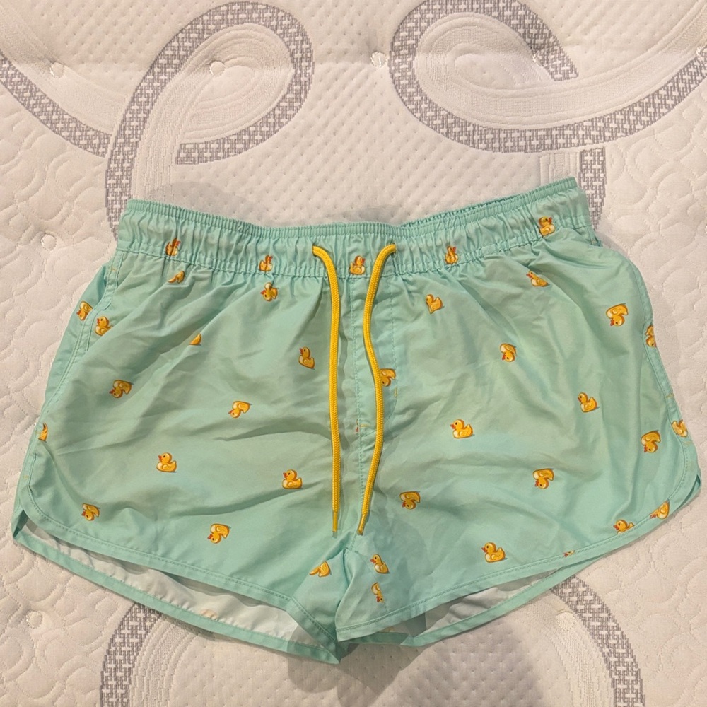 H&M Mint Green Swim Trunks with Duck Print